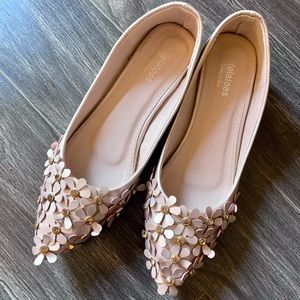 Pink flats with 3D flowers